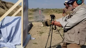 Firing at Vincent target from 6" away (Killing Vincent Forensic Tests, Day 1)